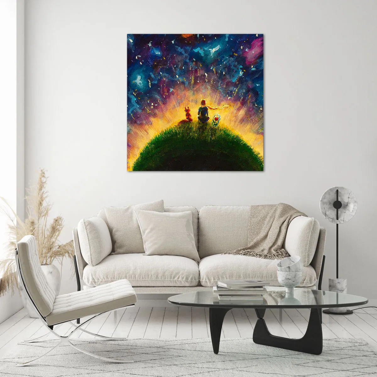 Tablou pe sticlă - Dragoste și prietenie - întreaga lume - 70x70 cm