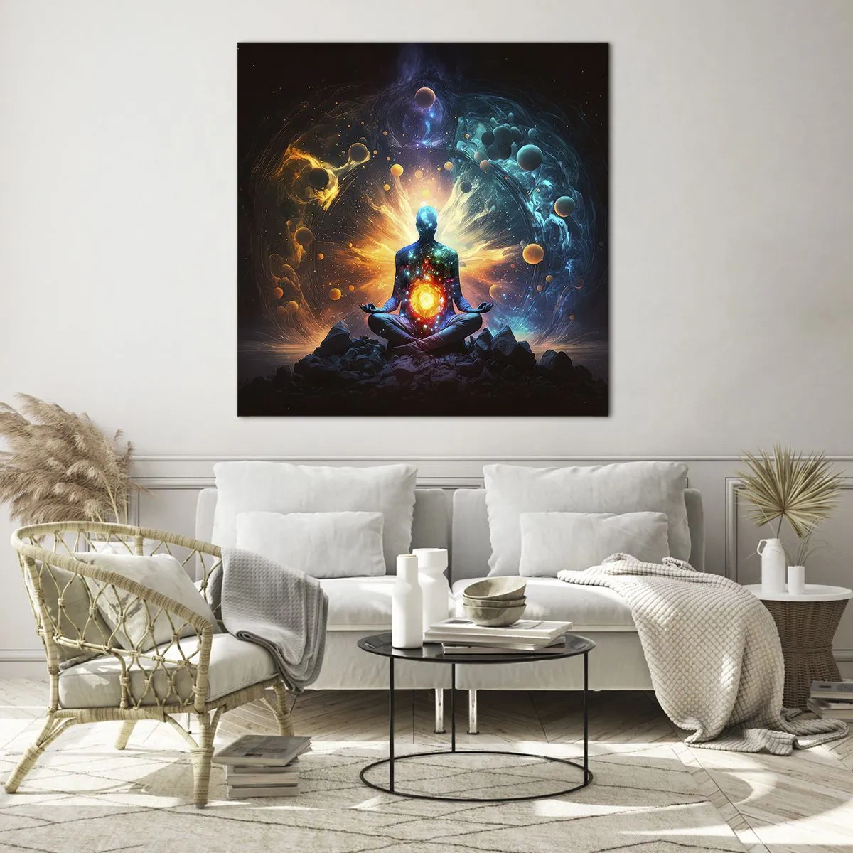 Tablou pe sticlă - Liniște cosmică - 40x40 cm