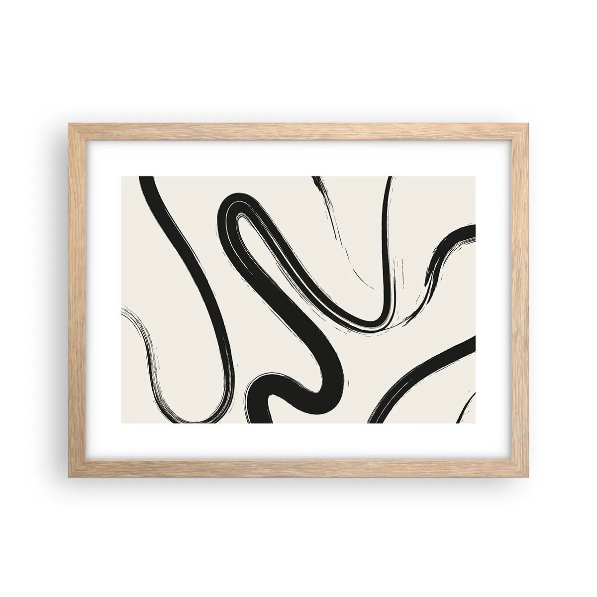 Poster în ramă de stejar deschis - Capriciu în alb și negru - 40x30 cm