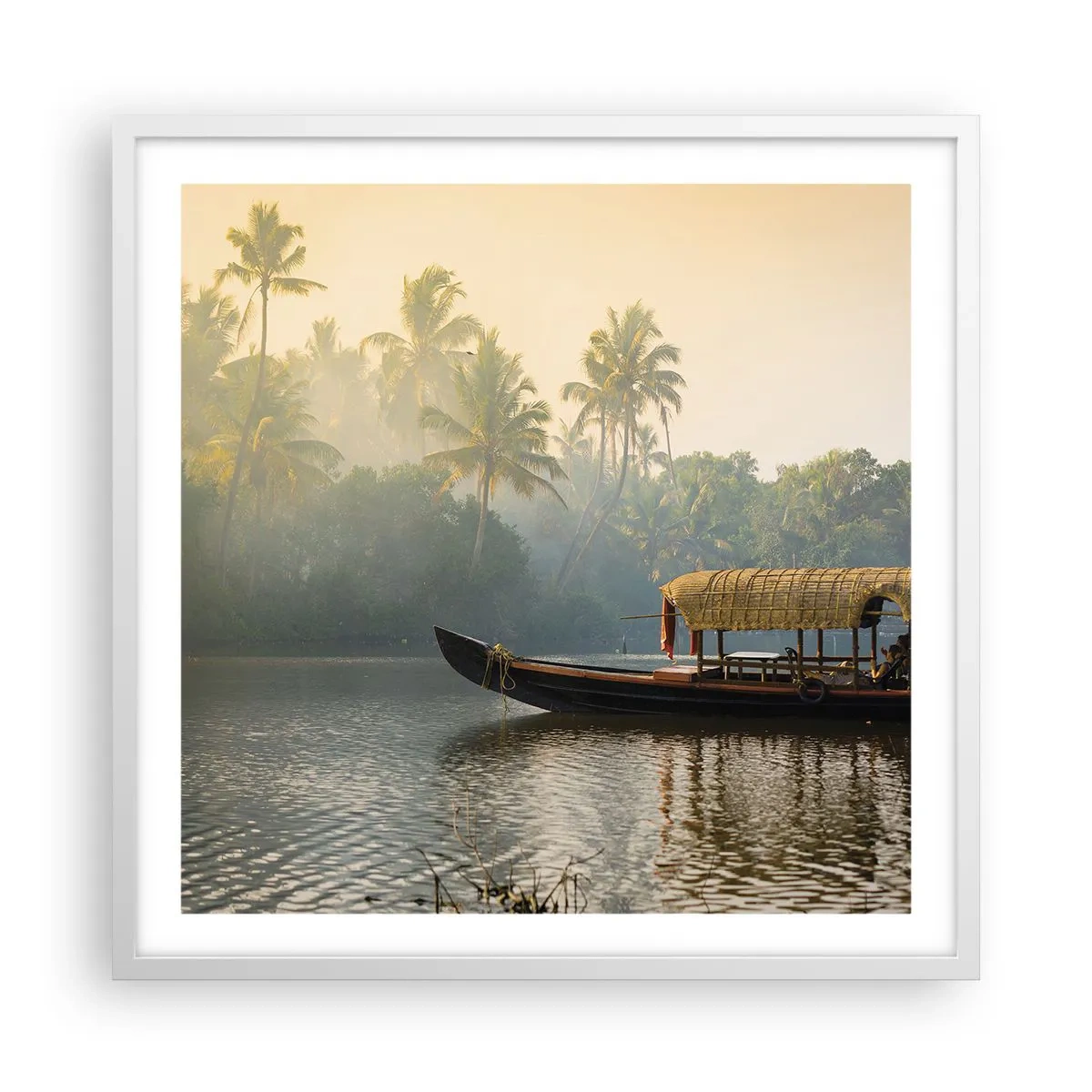 Poster în ramă albă - Casă pe râu - 60x60 cm