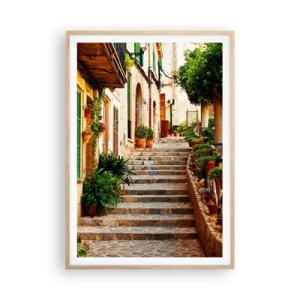 Poster în ramă de stejar deschis - Magia unei vacanțe în Spania - 70x100 cm