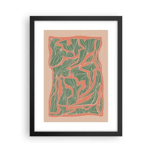 Poster în ramă neagră - Lupta dintre coral și verde - 30x40 cm