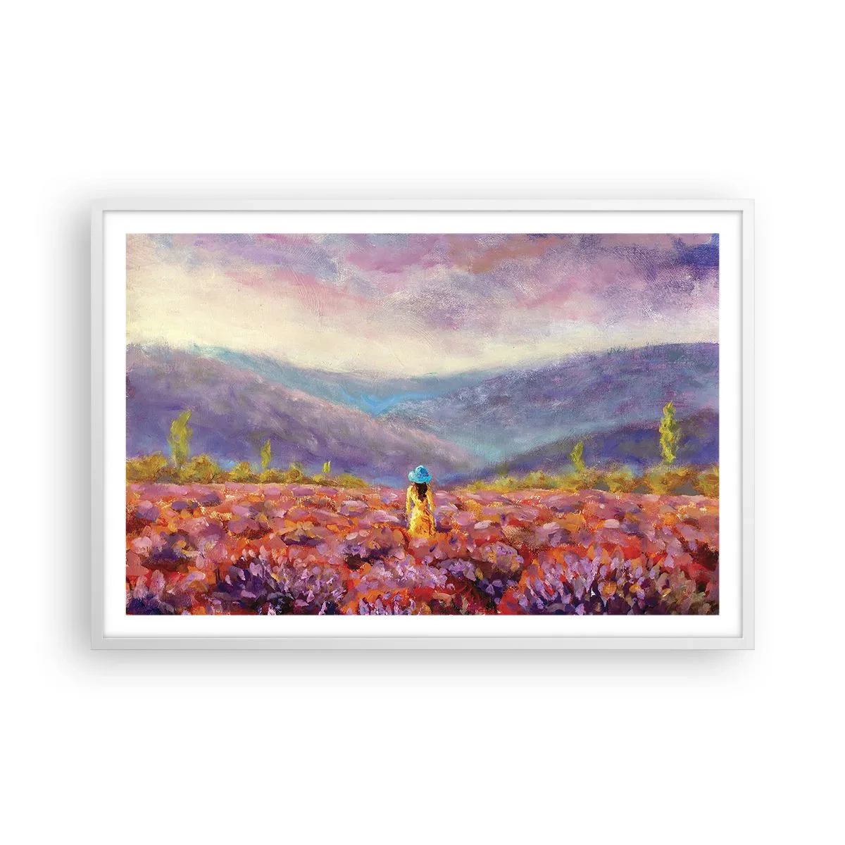 Poster în ramă albă - Într-o lume de lavandă - 91x61 cm