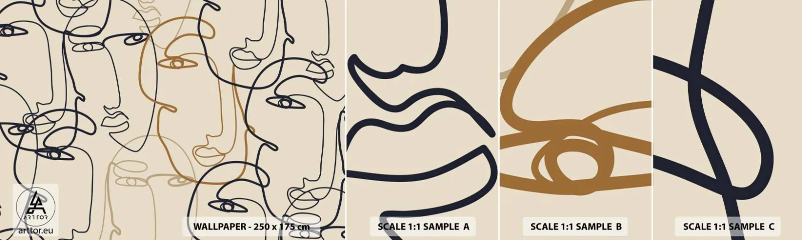 Mostră tapet autocolant Deluxe Sticker - Portret multiplicat - Abstracția, Față, Grafică - 100x30 cm