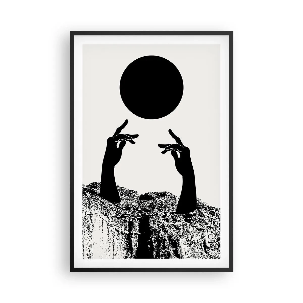 Poster în ramă neagră - Compoziție suprarealistă: soarele și tot restul - 61x91 cm