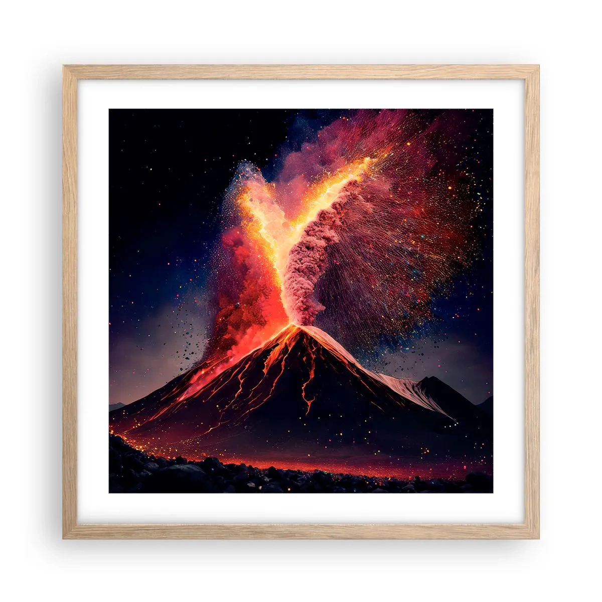 Poster în ramă de stejar deschis - Frumusețe și groază - 50x50 cm