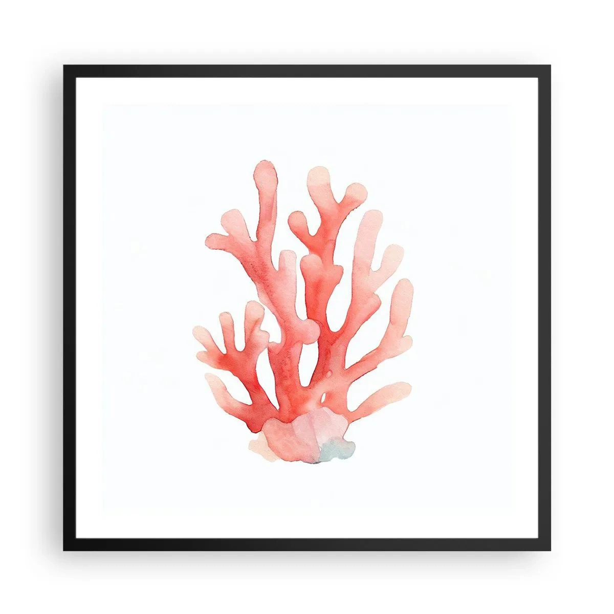 Poster în ramă neagră - Culoare de coral - 60x60 cm