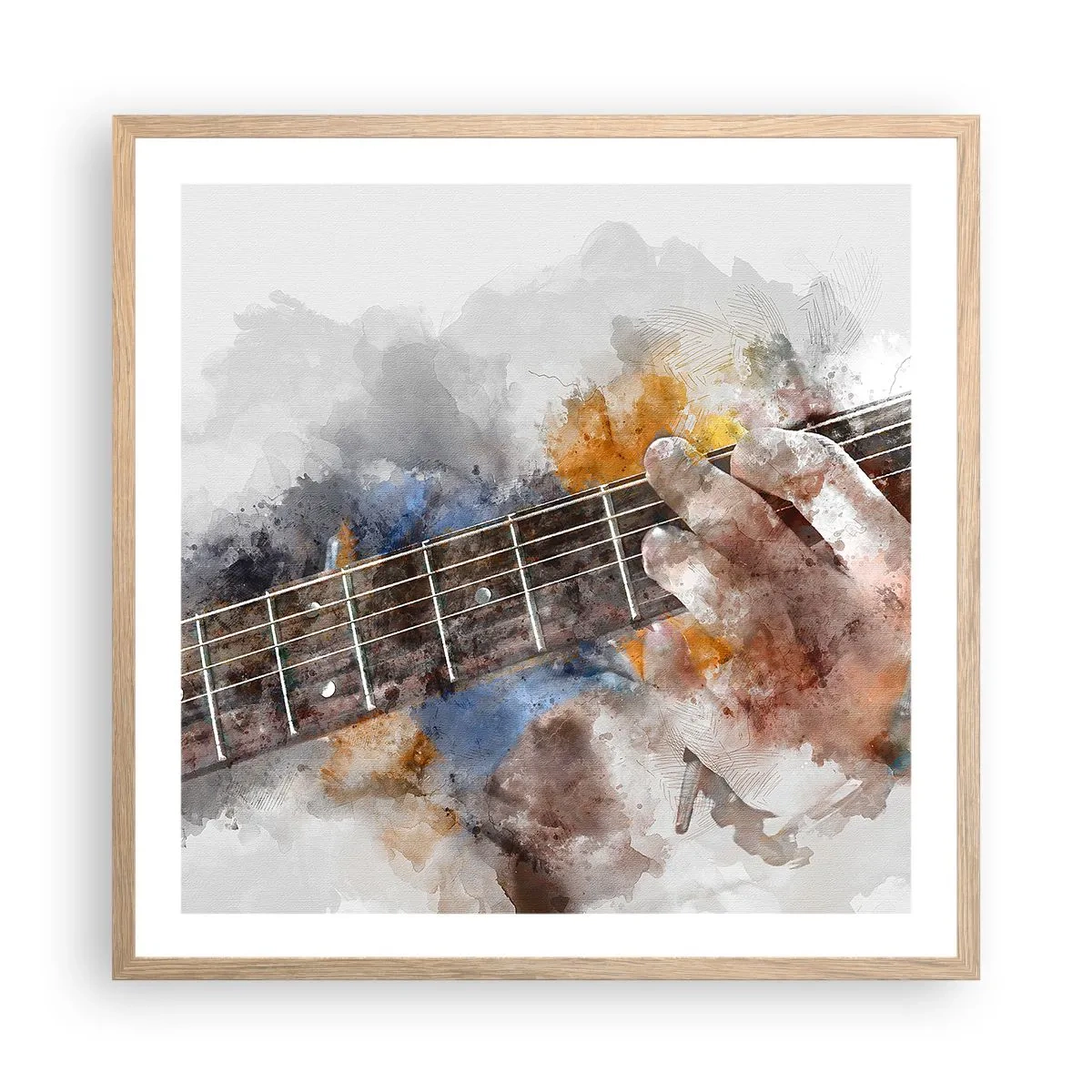 Poster în ramă de stejar deschis - Poezie între corzi - 60x60 cm