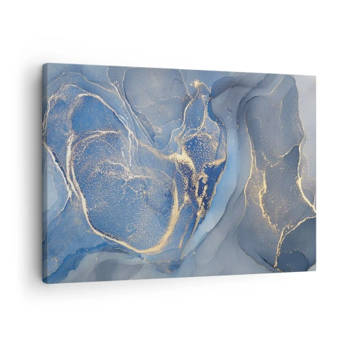 Tablou pe pânză Canvas - Modele abstracte albastre cu accente aurii - 70x50cm - Praf de aur - Decorațiune modernă pentru perete pentru living și dormitor ARTTOR