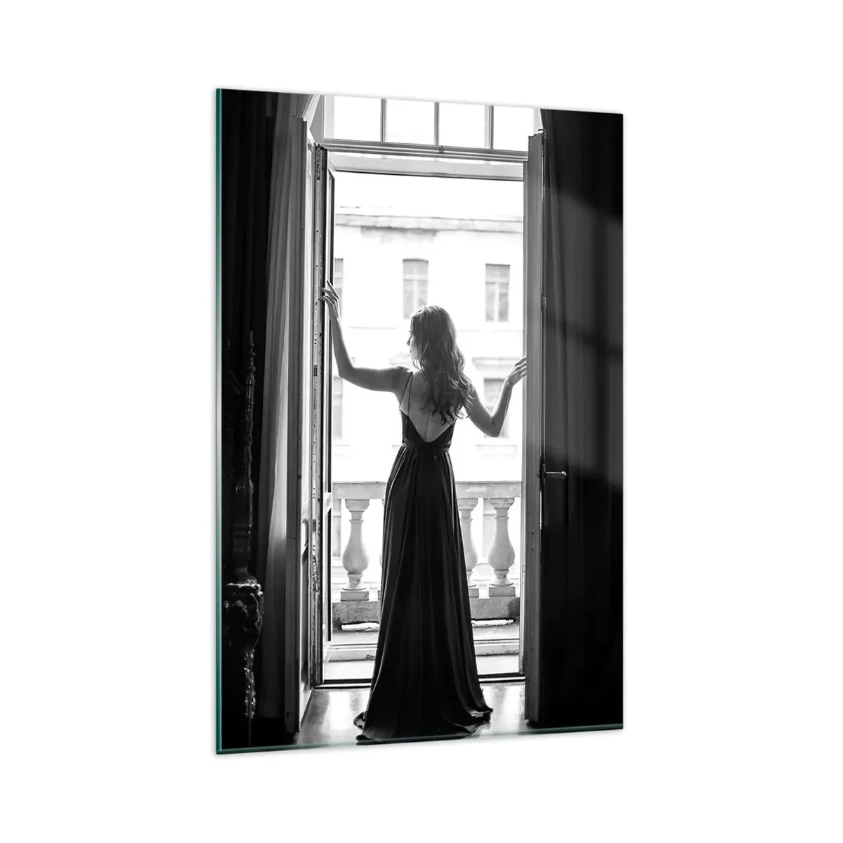 Tablou pe sticlă - Splendoare alb-negru - 80x120 cm