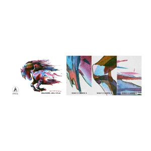 Mostră tapet Premium Canvas - În exaltare - Animale, Abstracția, Cal - 100x30 cm