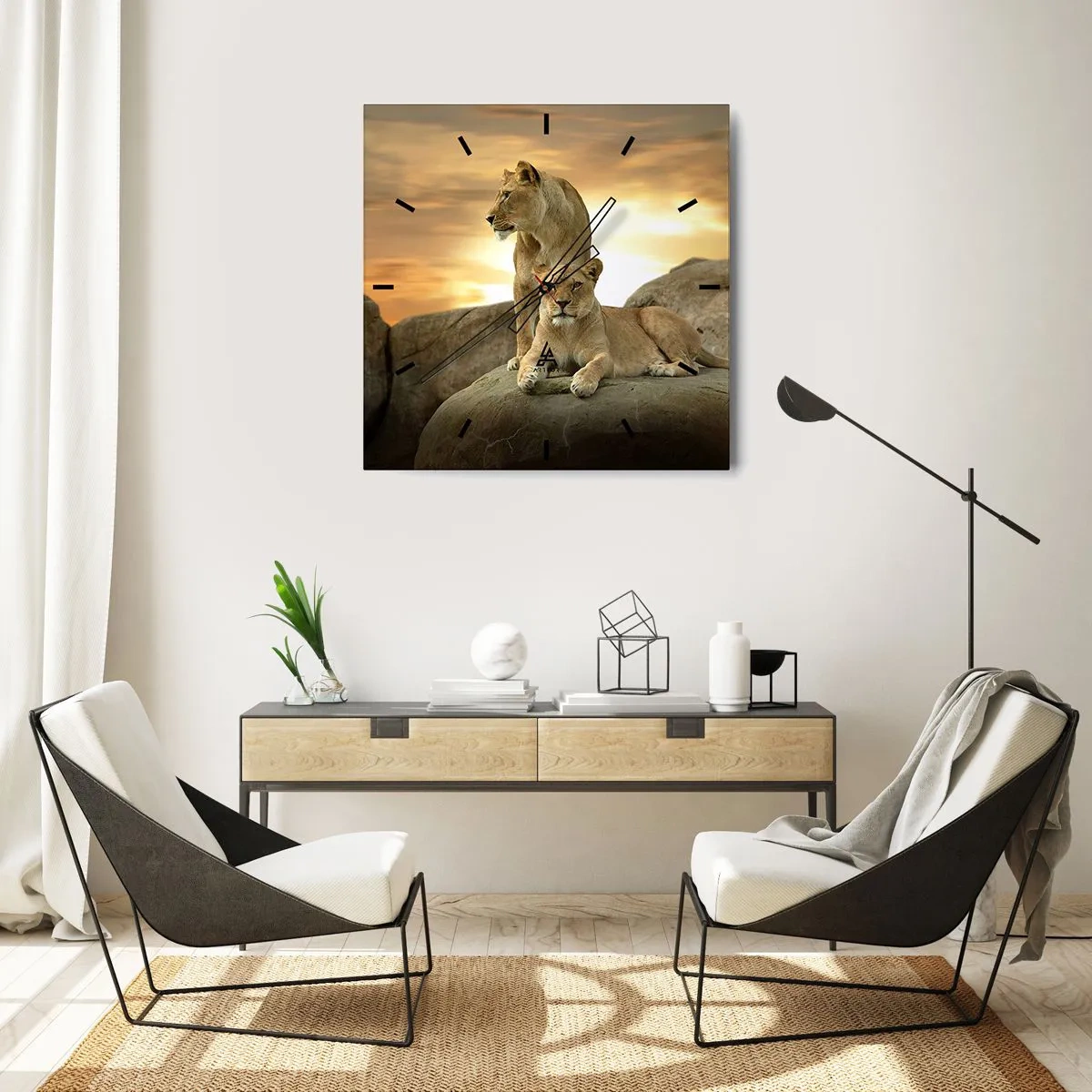 Ceas de perete - Ceas pe sticlă - Maiestate regală - 30x30 cm