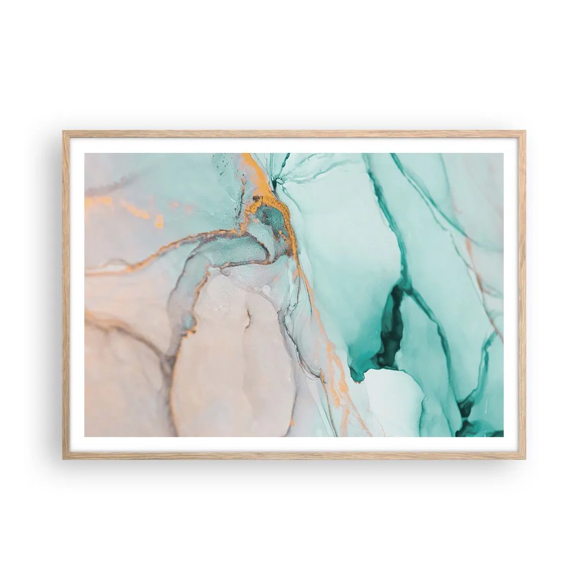 Poster în ramă de stejar deschis - Dansul formelor și al culorilor - 100x70 cm