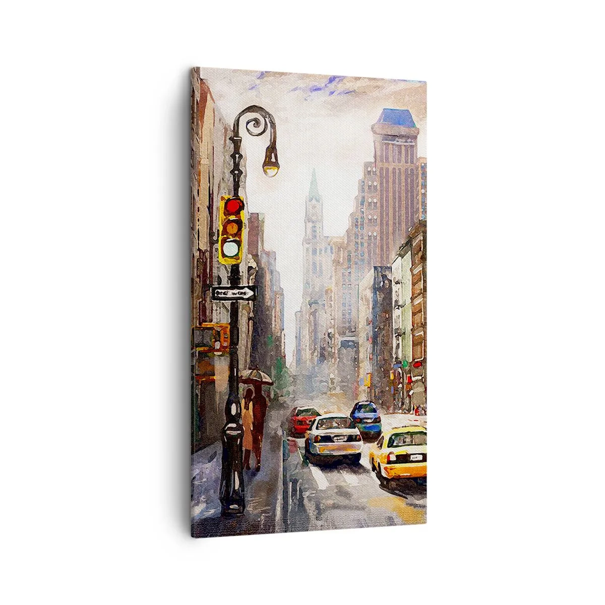 Tablou pe pânză - New York - plin de culoare și în ploaie - 45x80 cm