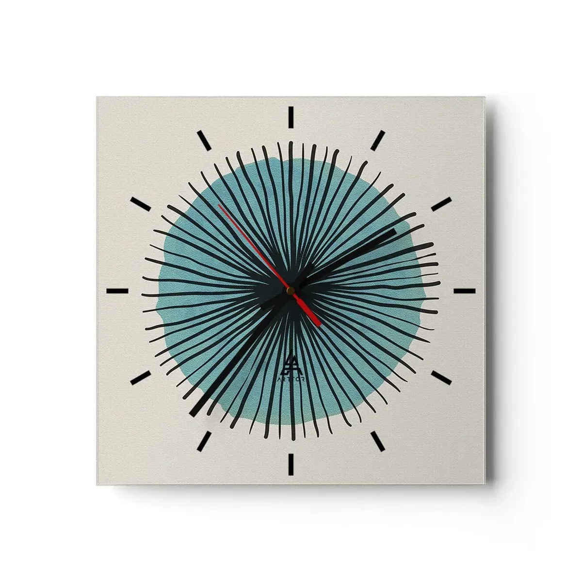 Ceas de perete - Ceas pe sticlă - Radiant pe albastru - 30x30 cm