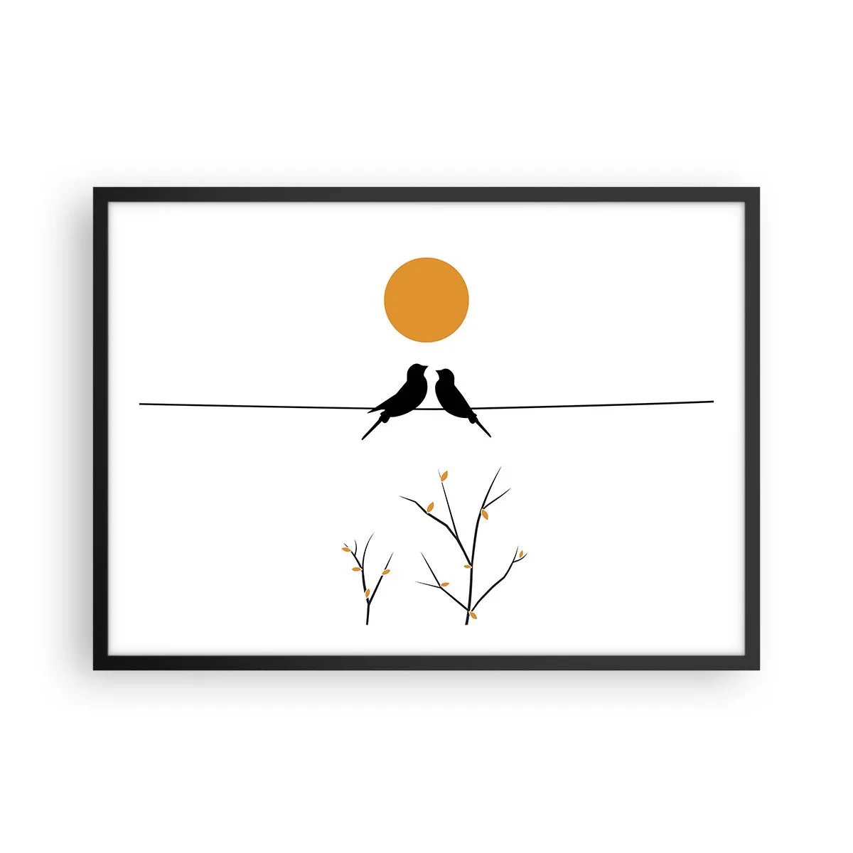 Poster în ramă neagră - Seară cu privighetori - 70x50 cm