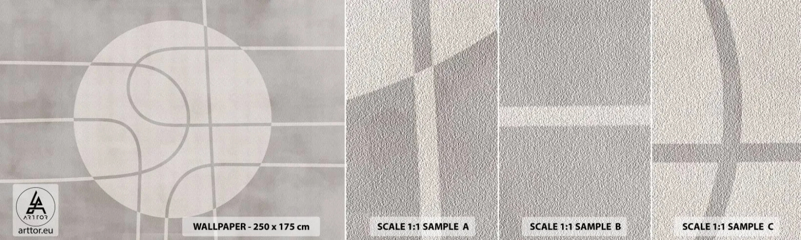 Mostră tapet autocolant Deluxe Sticker - Circular și drept înainte - Luminos, Minimalist, roată - 100x30 cm