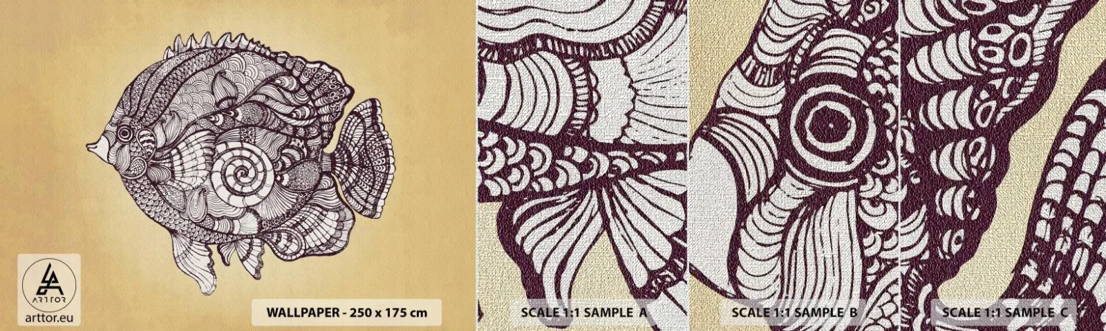 Mostră tapet Premium Canvas - Dintr-un ocean de ornamente - Peşte, Ornament, Decor - 100x30 cm