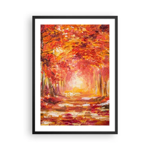 Poster în ramă neagră - O alee pitorească în culorile toamnei - 50x70cm - Pădurea de cupru - Decorațiune modernă pentru perete pentru living și dormitor ARTTOR