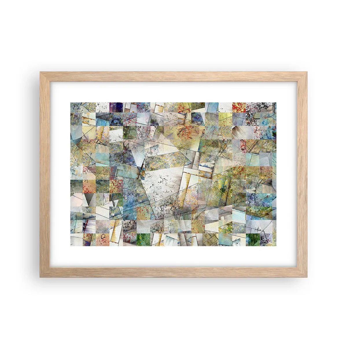 Poster în ramă de stejar deschis - Remaniere geometrică - 40x30 cm