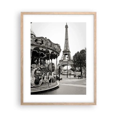 Poster în ramă de stejar deschis - Distracții retro pariziene - 40x50 cm