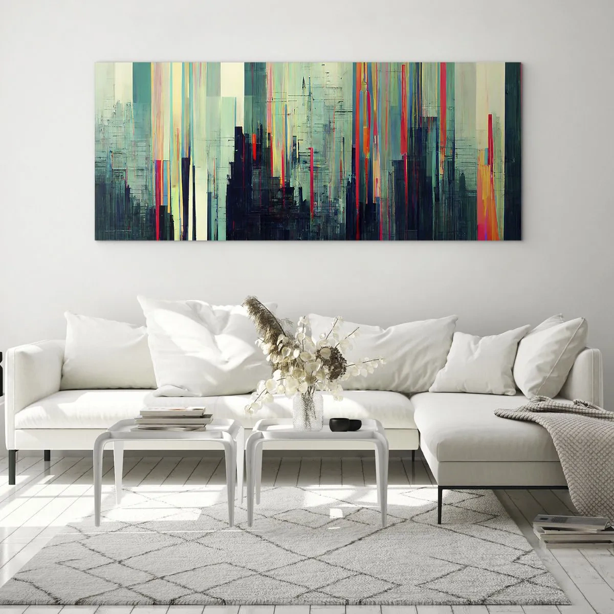 Tablou pe sticlă - Oraș futurist - 100x40 cm