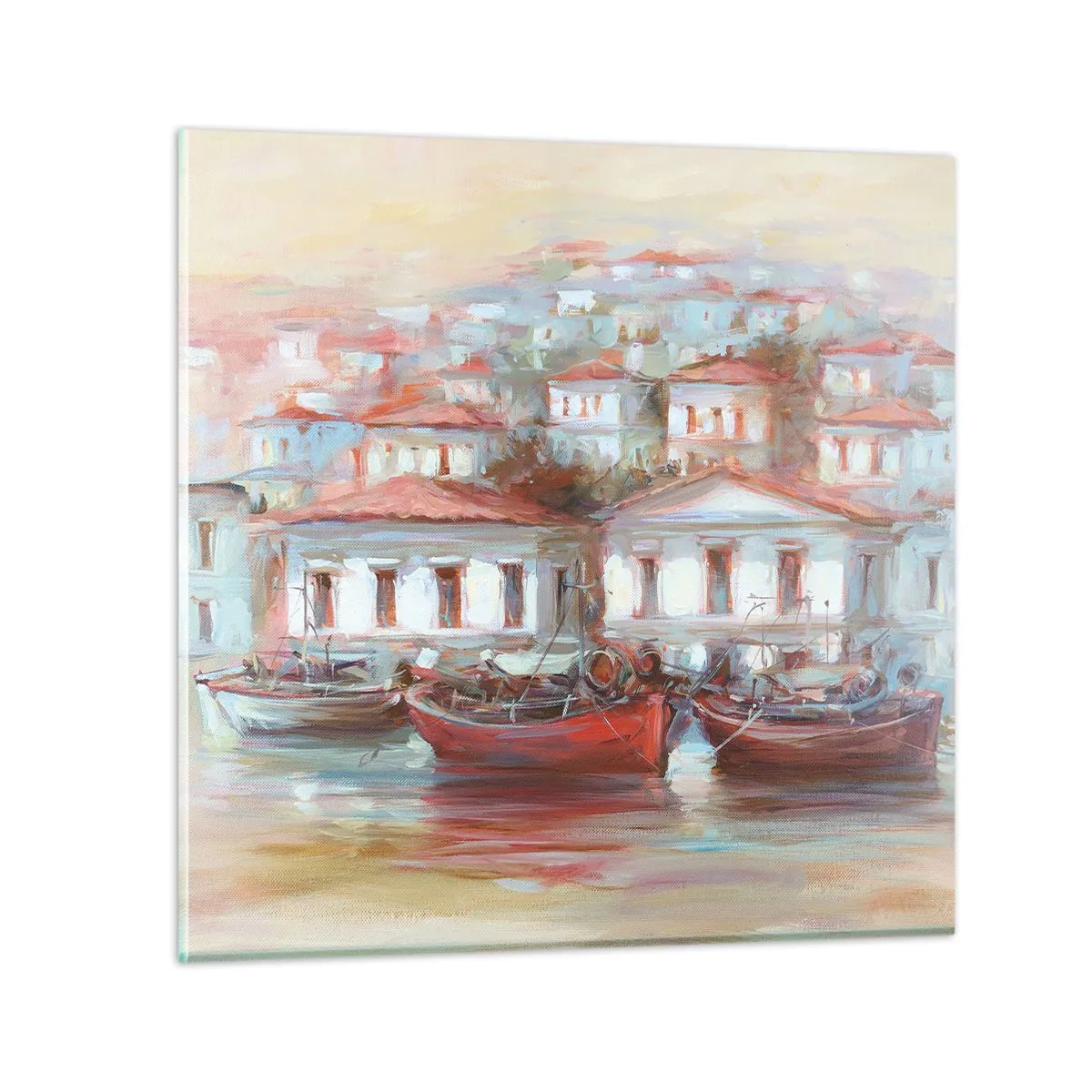 Tablou pe sticlă - Orășel fericit - 50x50 cm