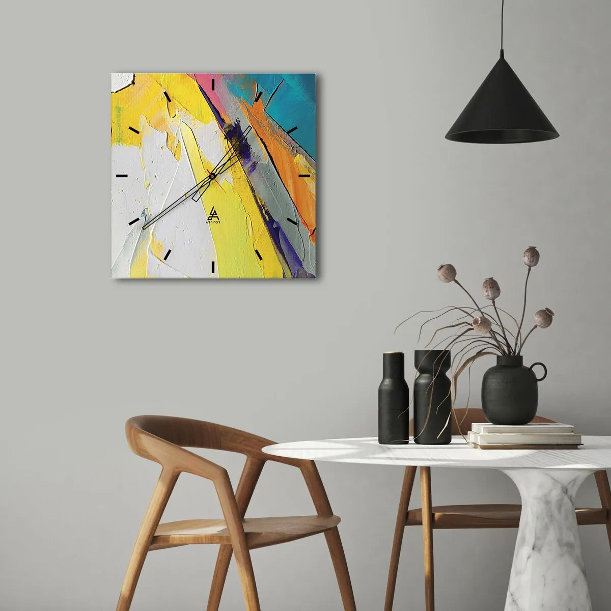 Ceas de perete - Ceas pe sticlă - Anatomia luminii - 30x30 cm