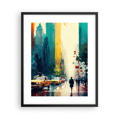 Poster în ramă neagră - New York - aici și ploaia este colorată - 40x50 cm
