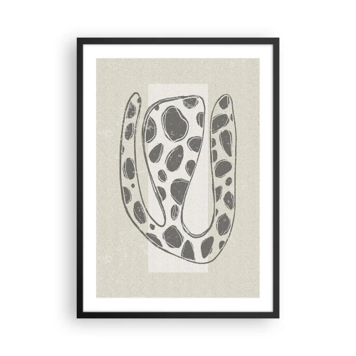 Poster în ramă neagră - Formă organică abstractă în nuanțe de gri - 50x70cm - O creatură bizară - Decorațiune modernă pentru perete pentru living și dormitor ARTTOR