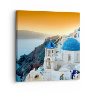 Tablou pe pânză - Santorini - îmbrățișat de stânci - 30x30 cm