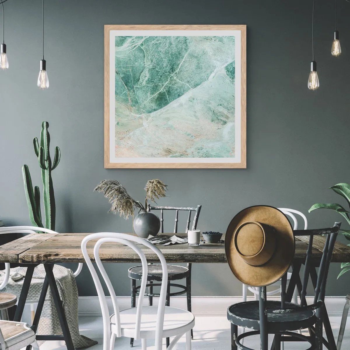 Poster în ramă de stejar deschis - Răcoarea nobilă a pietrei - 60x60 cm