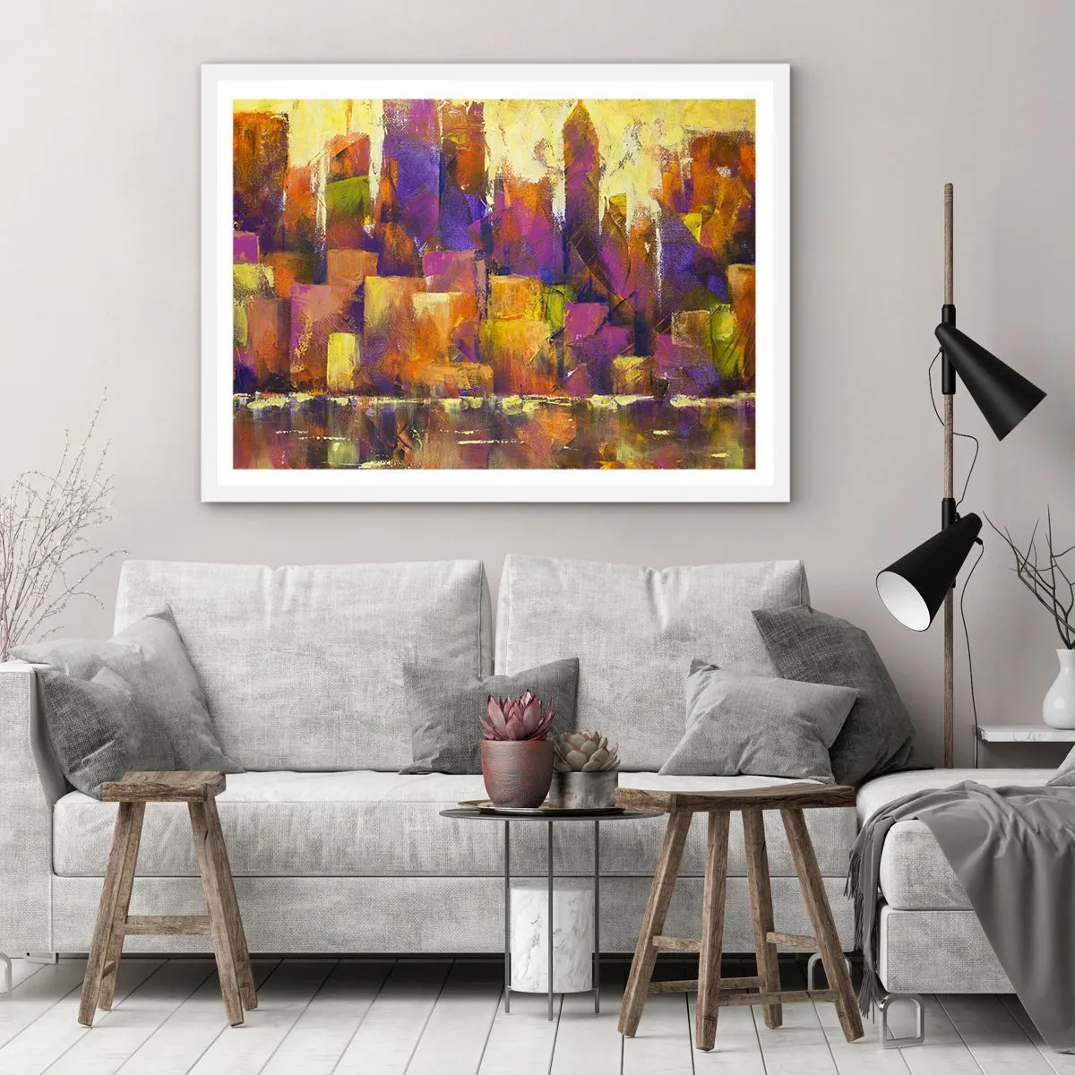 Poster în ramă albă - Compoziția metropolitană - 70x50 cm