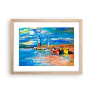 Poster în ramă de stejar deschis - După-amiază în golful de curcubeu - 40x30 cm