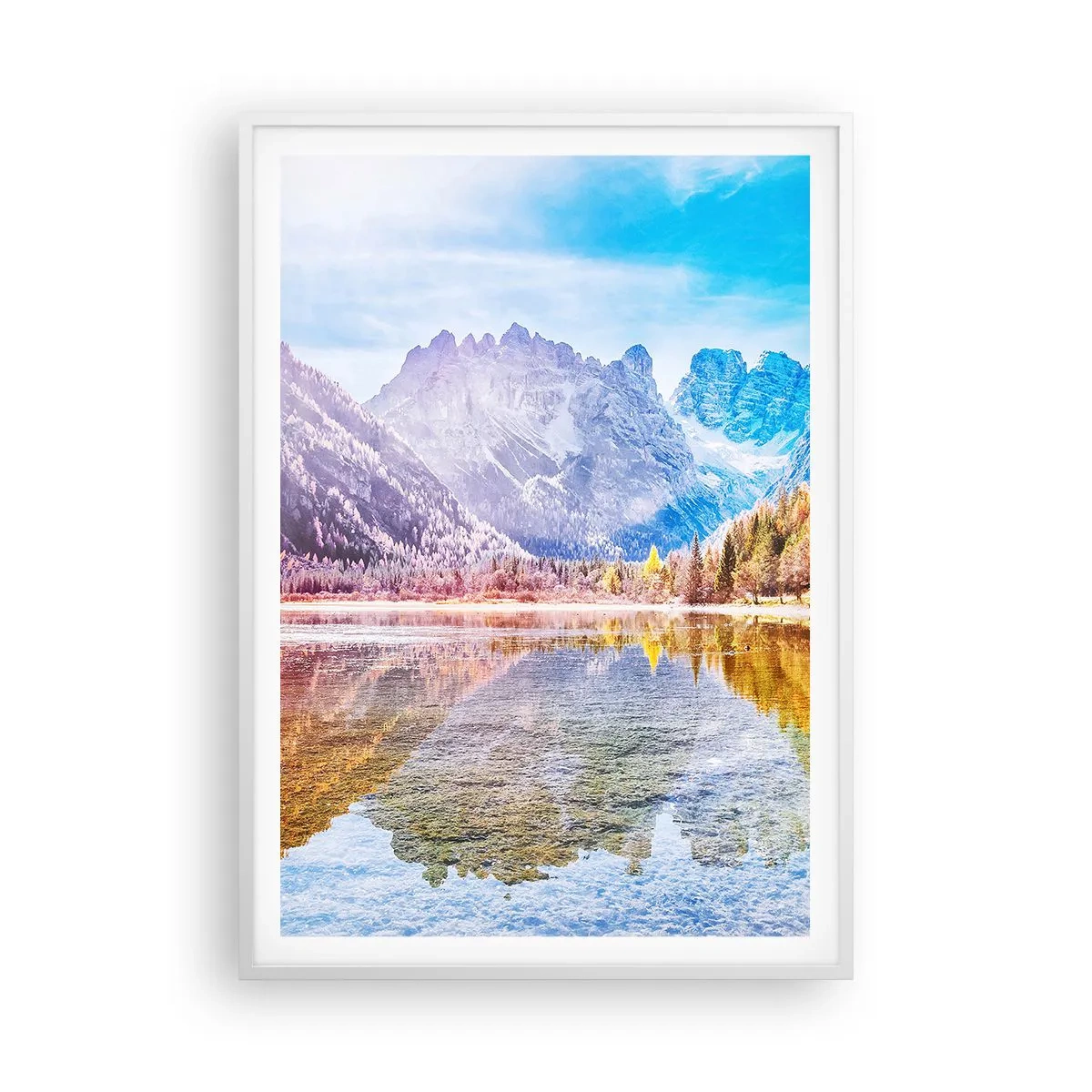 Poster în ramă albă - Iar în munți începe toamna - 70x100 cm