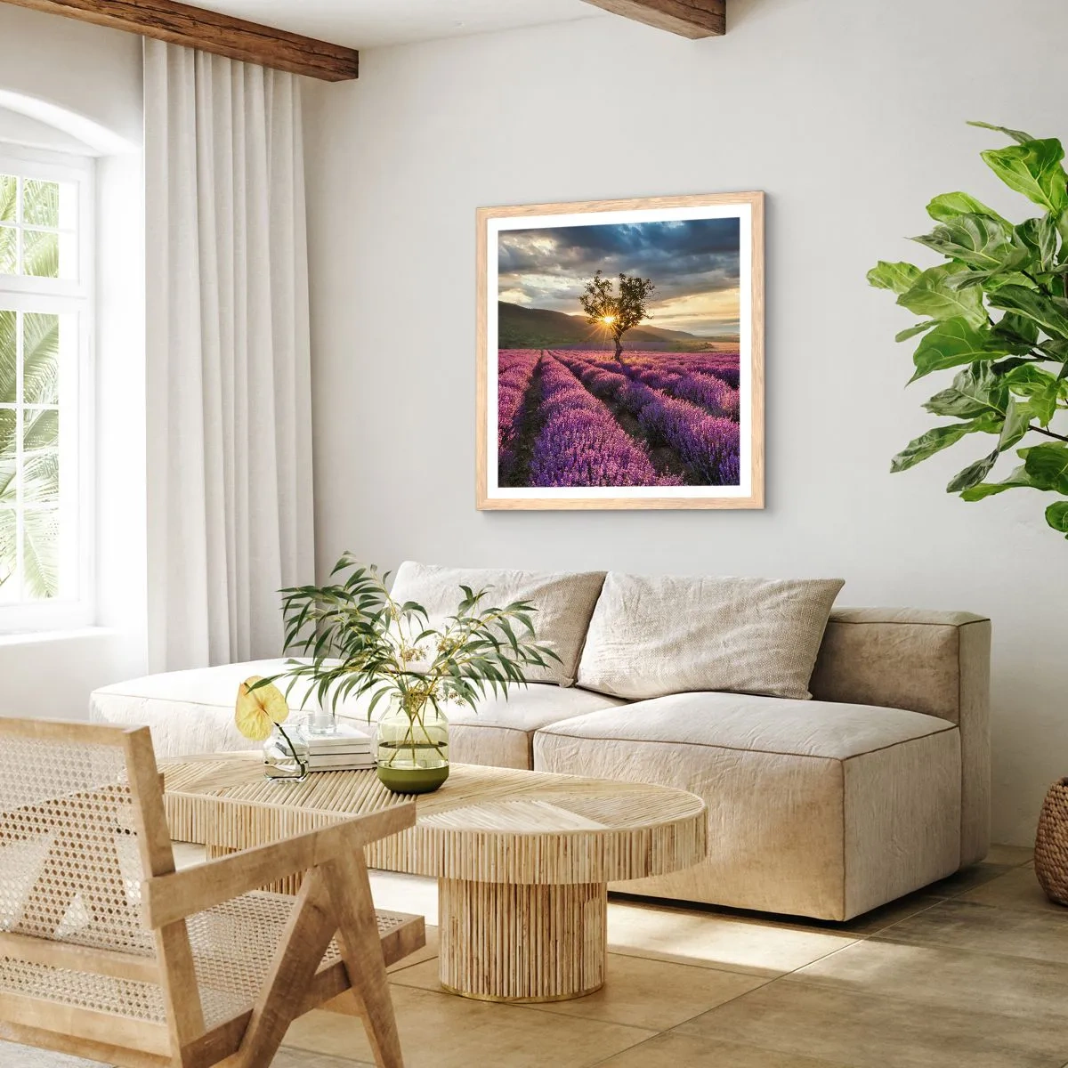 Poster în ramă de stejar deschis - Aroma în liliac - 40x40 cm