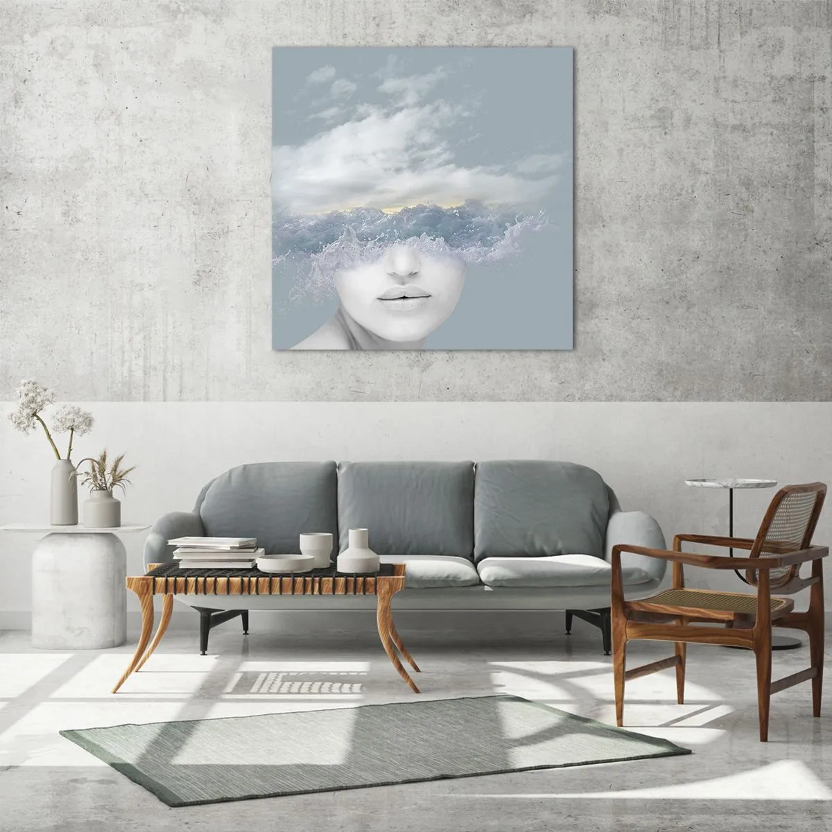 Tablou pe sticlă - Cu capul în nori - 30x30 cm