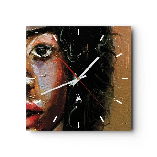 Ceas de perete - Ceas pe sticlă - Negru și strălucire - 30x30 cm