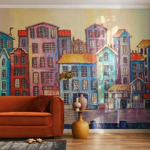 Tapet Premium Sand - Un oraș ca în basm - Bucată, Case de locuit, Oraș - 250x175 cm
