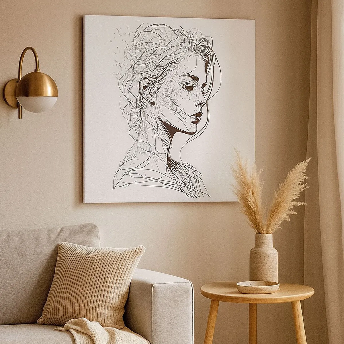 Tablou pe pânză - Desenată cu linii - 30x30 cm