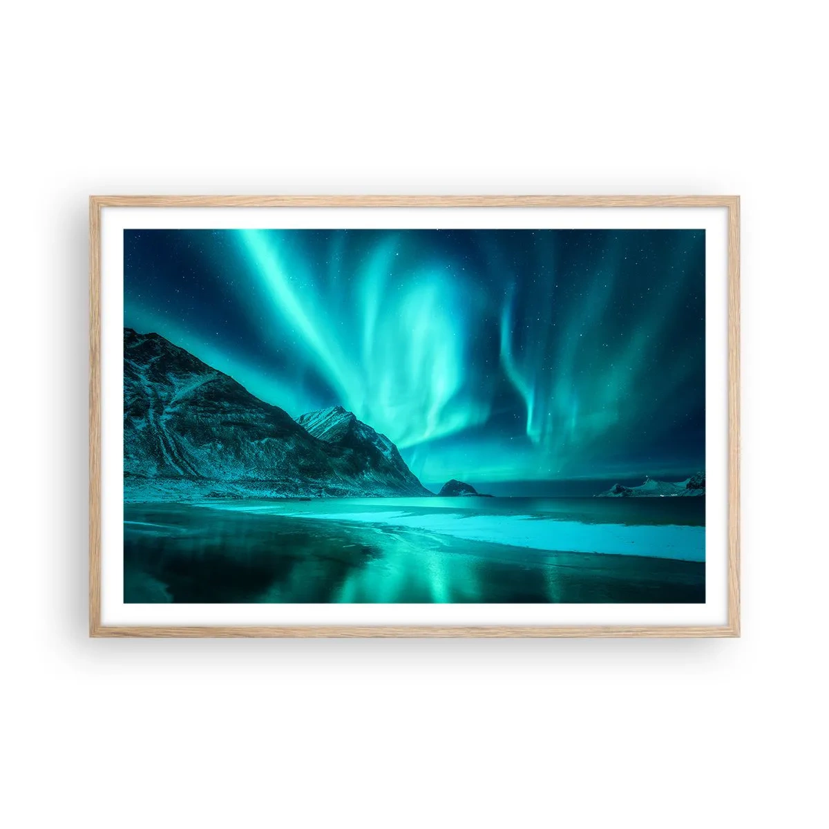 Poster în ramă de stejar deschis - Minunile din nord - 91x61 cm