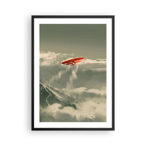 Poster în ramă neagră - Un biplan roșu pe cer - 50x70cm - Un pionier neînfricat - Decorațiune modernă pentru perete pentru living și dormitor ARTTOR