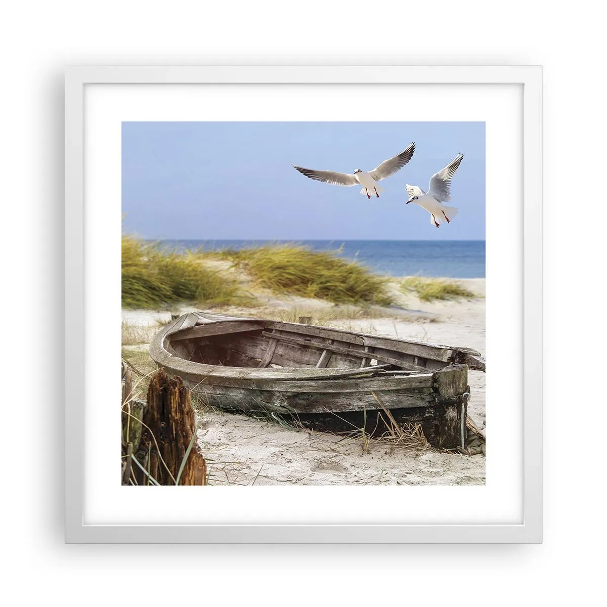 Poster în ramă albă - Scăldate în vânt - 40x40 cm