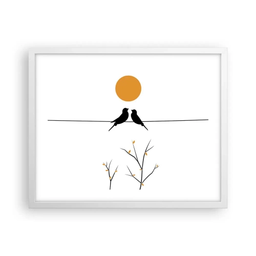 Poster în ramă albă - Seară cu privighetori - 50x40 cm