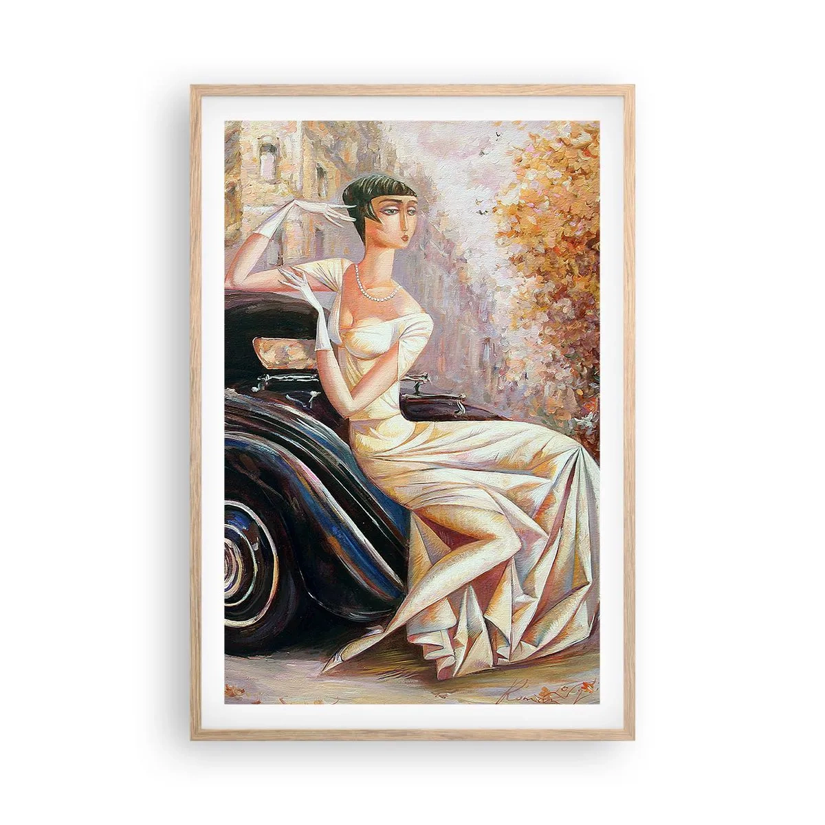 Poster în ramă de stejar deschis - Eleganță retro - 61x91 cm