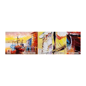 Mostră tapet Premium Canvas - Întoarcere fericită - Peisaj, Portul Pescarilor, Bărci - 100x30 cm