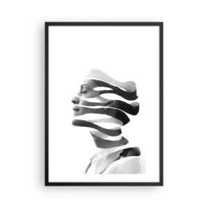 Poster în ramă neagră - Portret alb-negru al unei femei în stil minimalist - 50x70cm - Un portret suprarealist - Decorațiune modernă pentru perete pentru living și dormitor ARTTOR