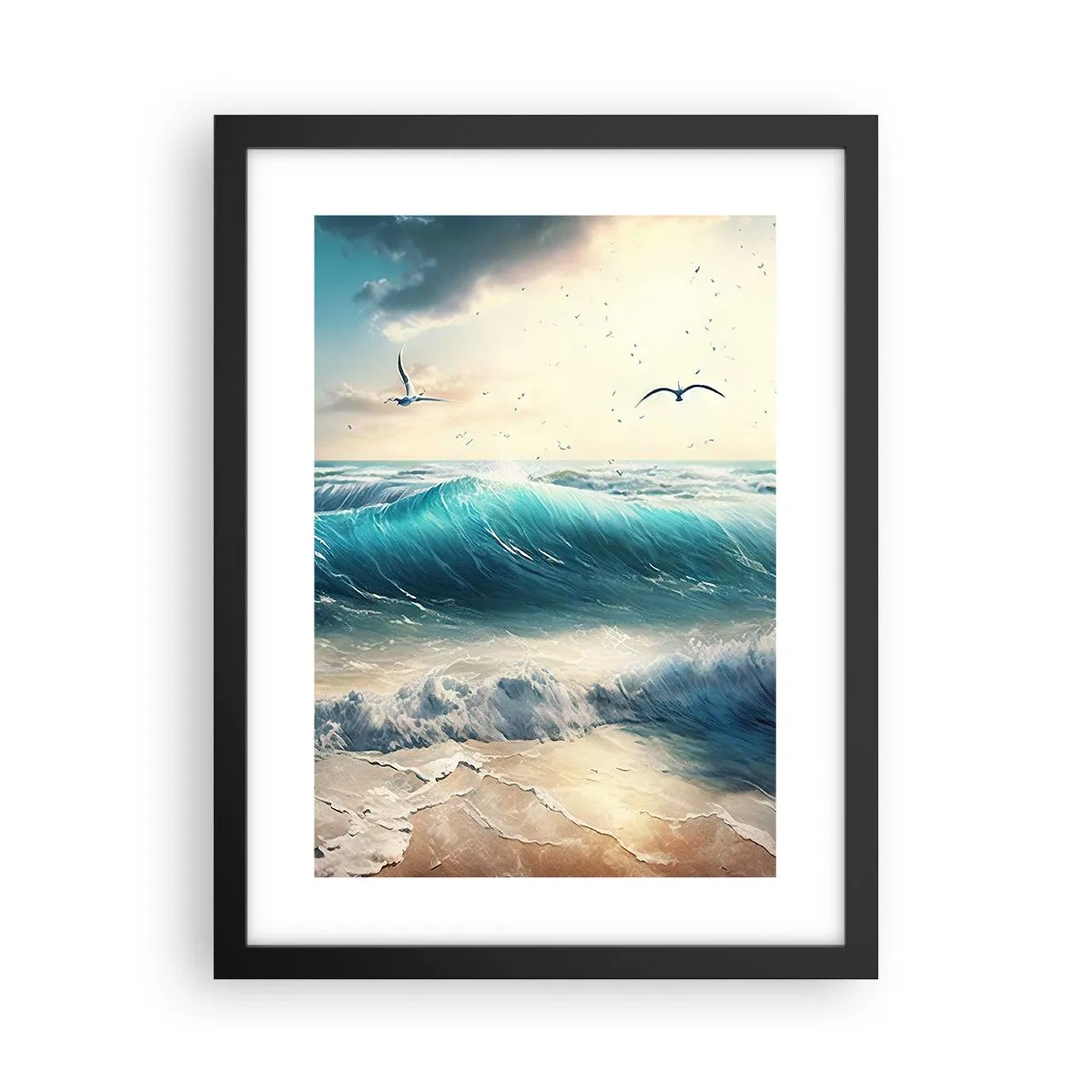 Poster în ramă neagră - Sunetul valurilor doar pentru tine - 30x40 cm