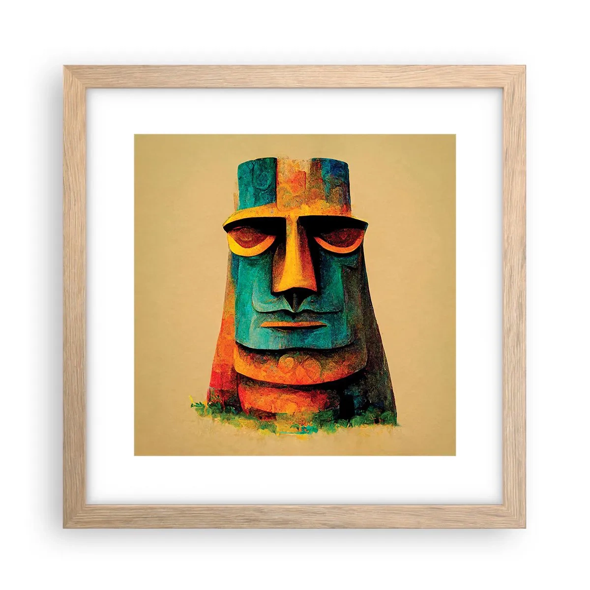 Poster în ramă de stejar deschis - Statuie, dar simpatică - 30x30 cm