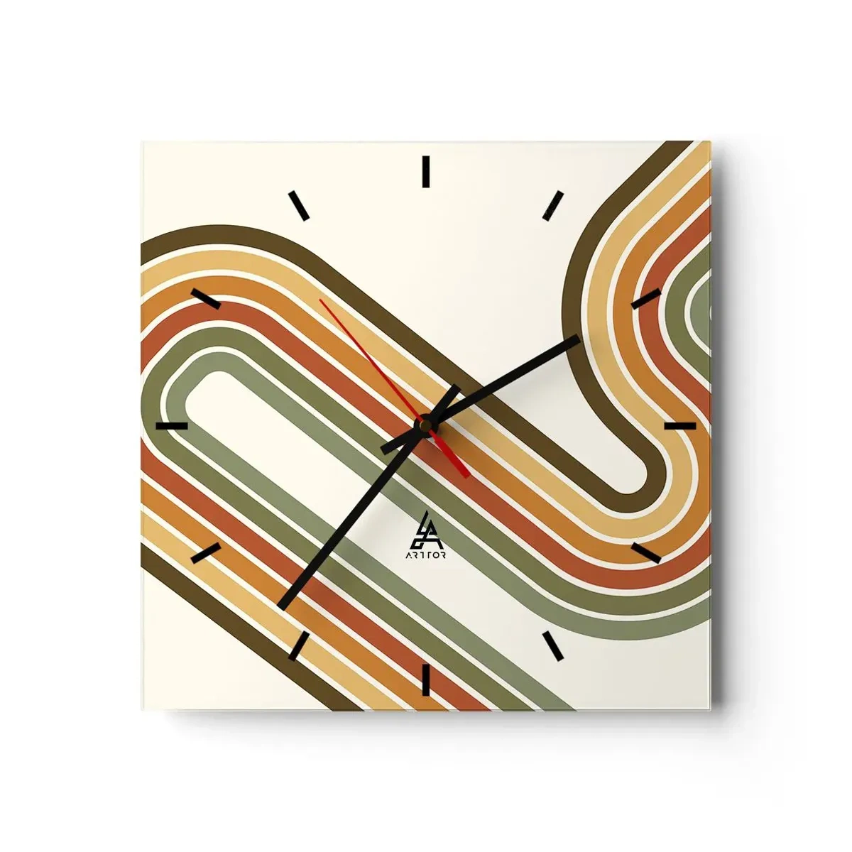 Ceas de perete - Ceas pe sticlă - Cu zigzag până la destinație - 30x30 cm